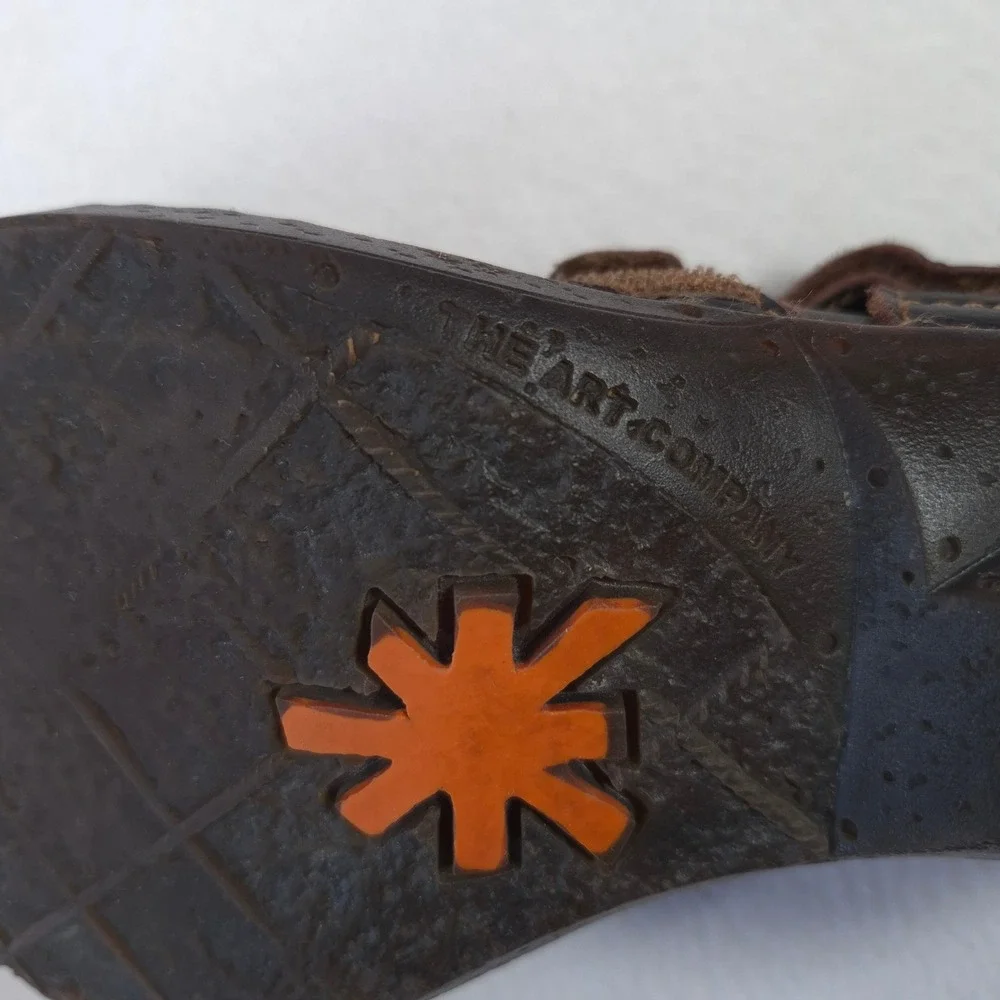 Art Company Mary Jane Wedge Sandals Brown Sz 38 Leather Gorpcore Cottagecore